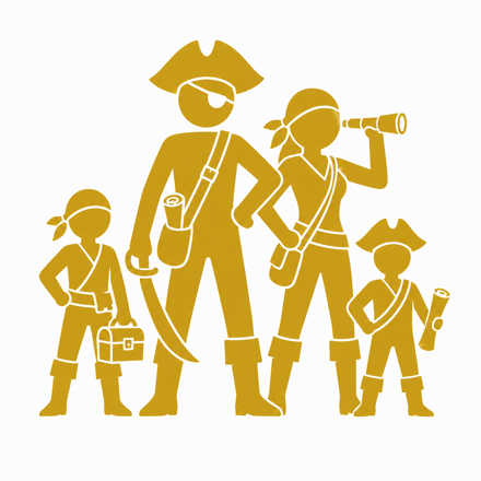 Pirate family crew silhouette