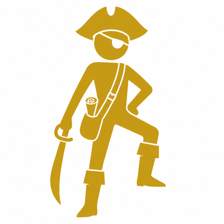 Lone pirate adventurer silhouette