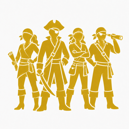 Pirate team crew silhouette